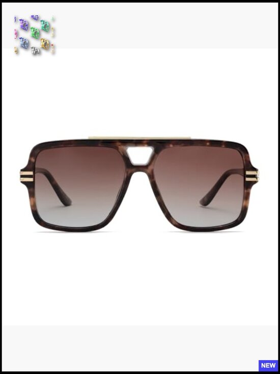 Oversized Square Sunglasses Retro Trendy Designer Big Rectangle Wrap Around main image 4